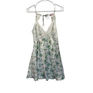 Victoria’s Secret Satin Floral Lace Slip Dress Nightie Chemise Medium Coquette